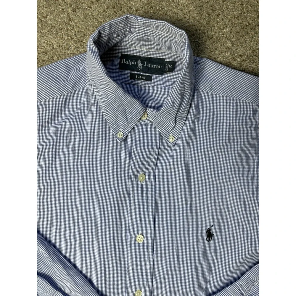 Polo‎ Ralph Lauren Mens Blake Medium Long Sleeve Button Up Shirt Gingham Plaid